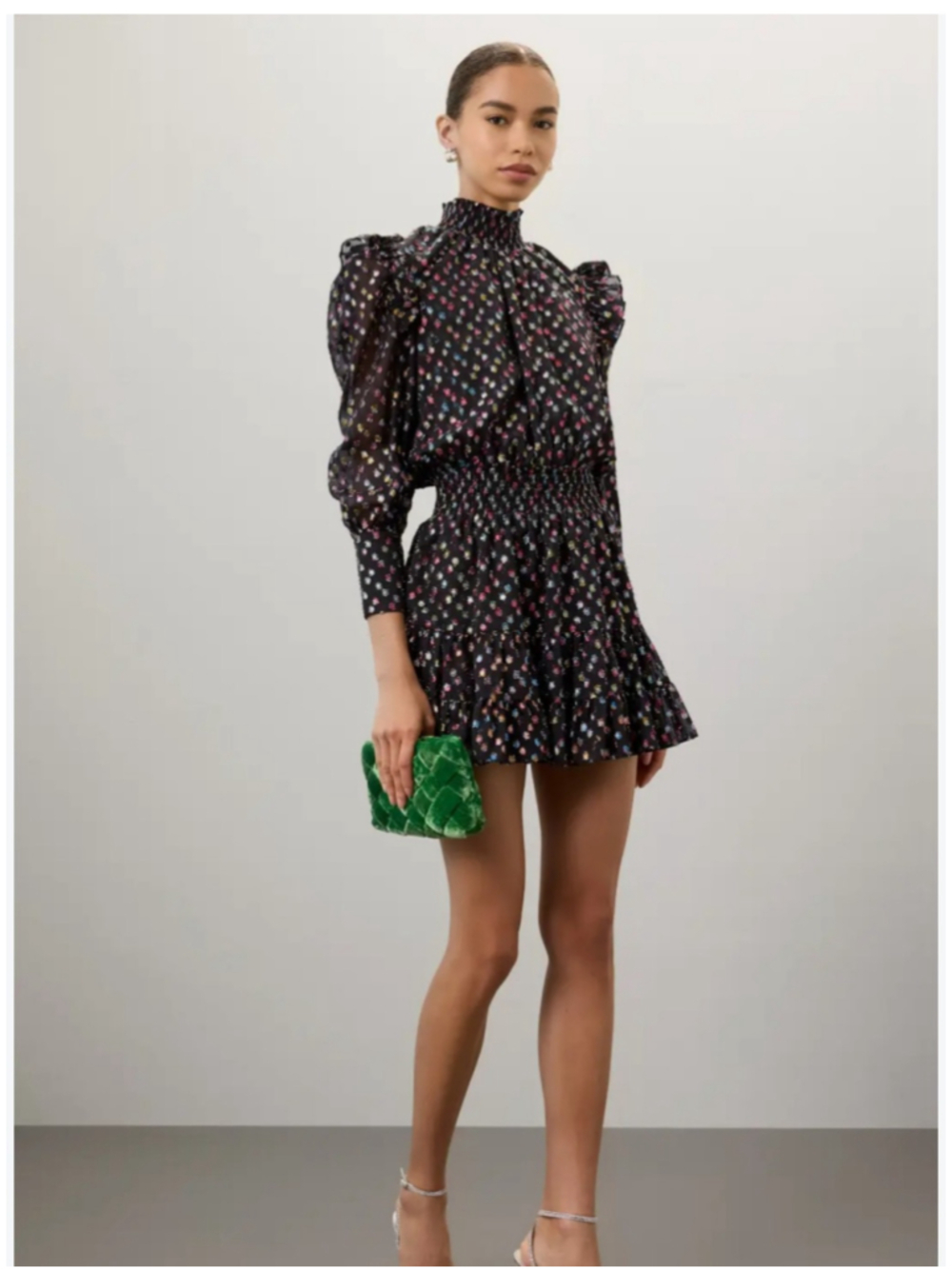 MISA Los Angeles XS Black Multicolor Metallic Ruffle